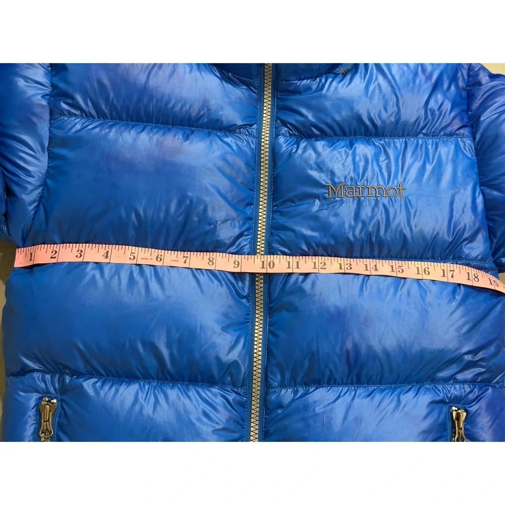 Marmot Puffer Jacket Mens S Blue Down Insulated Quilted Full Zip Outdoor